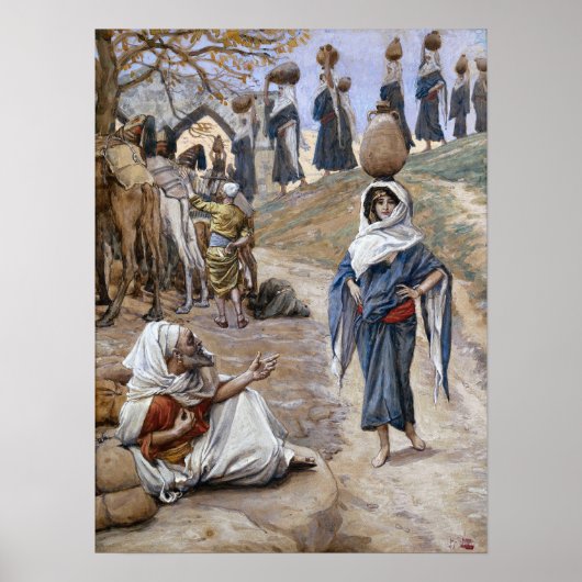 Tissot - De knecht van Abraham ontmoet Rebecca 189 Poster (Voorkant)
