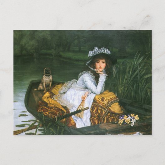 Tissot: Jonge dame in een boot Briefkaart (Voorkant)
