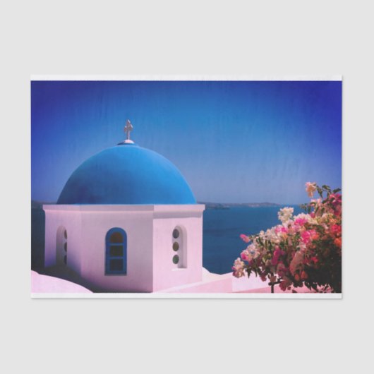 Tissue Gift Paper met Afbeelding Santorini, Grieke Tissuepapier (Voorkant)