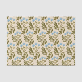 Tissue met botanisch patroon in vintage blauwe kle tissuepapier