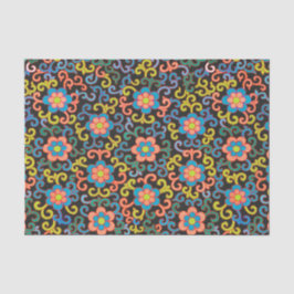 Tissue met botanisch patroon in vintage blauwe kle tissuepapier