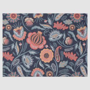 Tissue- of decoupagepapier - Boho Bold Floral Blau Tissuepapier
