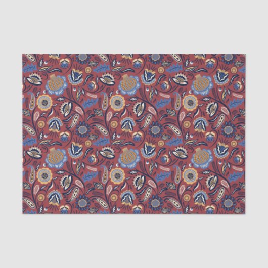 Tissue- of decoupagepapier - Boho Bold Floral Rood Tissuepapier (Voorkant)