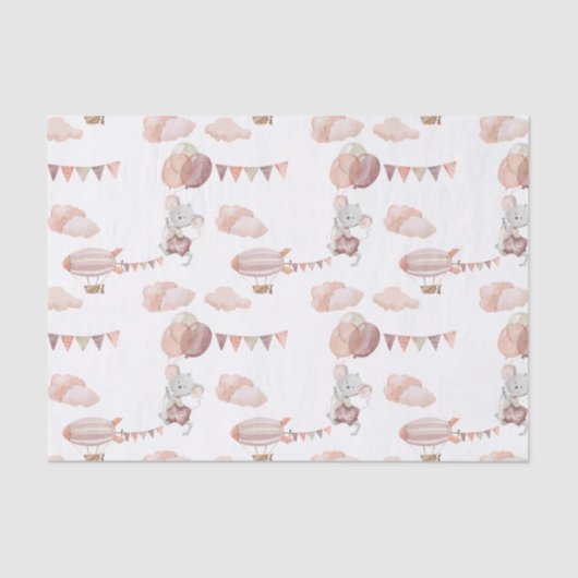 Tissue Paper (25cm x 38cm) - Mouse With Balloons Tissuepapier (Voorkant)