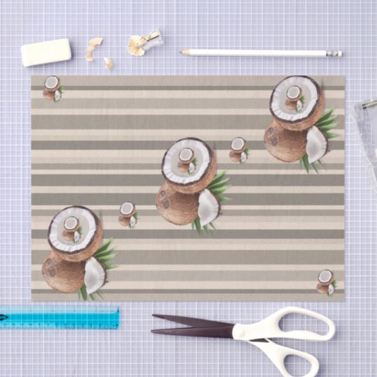 Tissue Paper Almond Brown Stripe Tissuepapier (Craft)