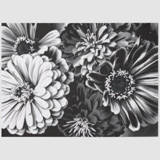 Tissue paper black and white flowers tissuepapier