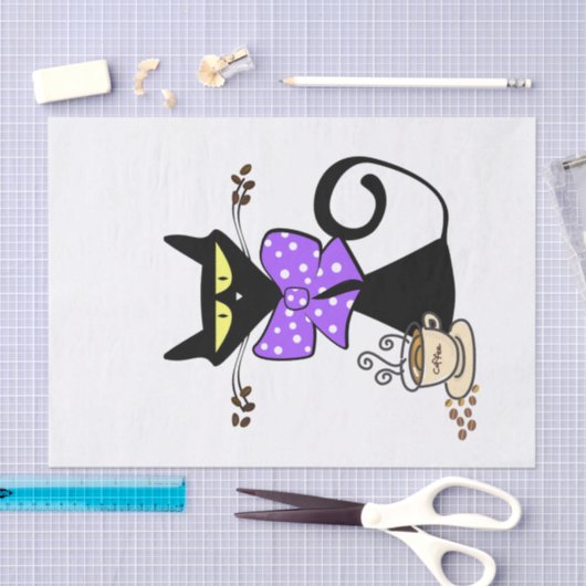 Tissue Paper Black Cat Bow Coffee Tissuepapier (Craft)