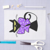 Tissue Paper Black Cat Paars Bow Tissuepapier (Craft)