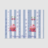 Tissue Paper Blue & White Stripe Birthday  Tissuepapier (Voorkant)