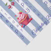 Tissue Paper Blue & White Stripe Birthday  Tissuepapier (Detail)