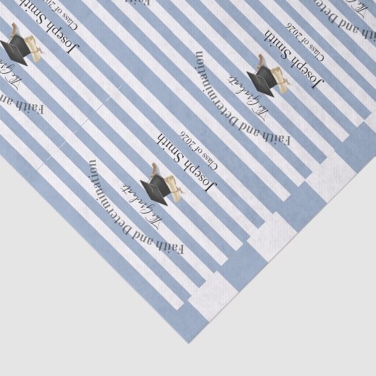 Tissue Paper Blue & White Stripe Graduation 2026 Tissuepapier (Detail)