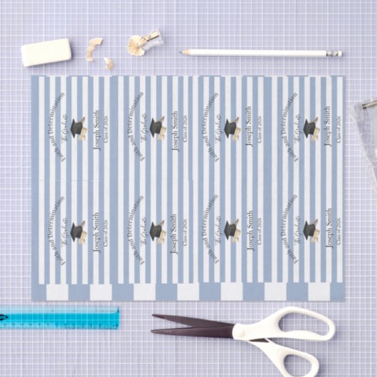 Tissue Paper Blue & White Stripe Graduation 2026 Tissuepapier (Craft)
