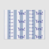 Tissue Paper Blue & White Stripe He said Yes! Tissuepapier (Voorkant)