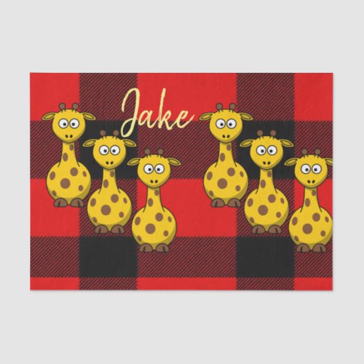 Tissue Paper Giraffe Black Red Pset Tissuepapier (Voorkant)