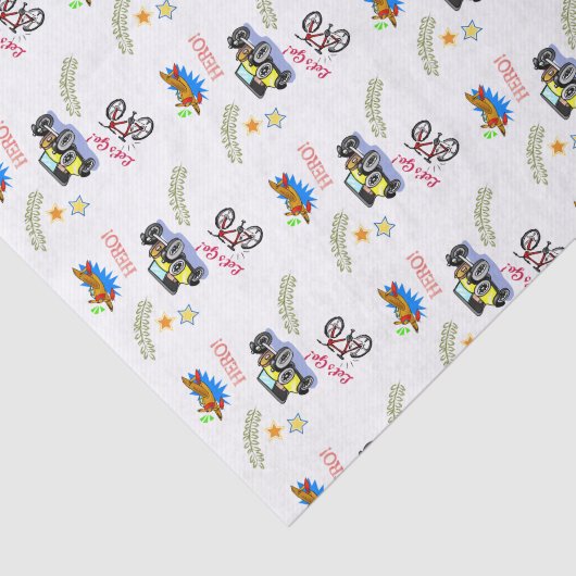 Tissue Paper Hero Fietsauto Vliegtuig Tissuepapier (Detail)