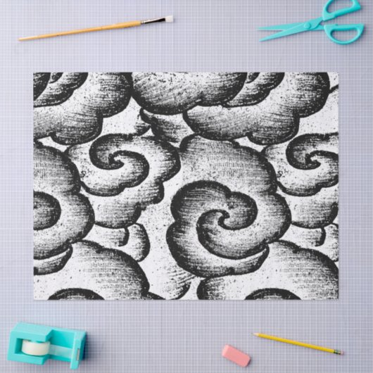 Tissue Paper JAPANESE CLOUDS IN BLACK Tissuepapier (Craft)