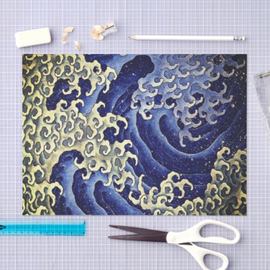 Tissue Paper JAPANESE WAVE PATTERN Tissuepapier (Craft)