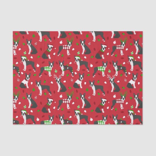 Tissue Paper kerst Boston Terrier Tissuepapier (Voorkant)