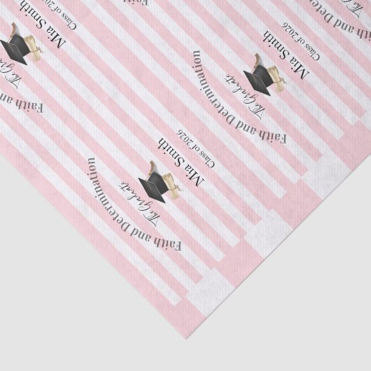 Tissue Paper Pink & White Stripe Graduation 2026 Tissuepapier (Detail)