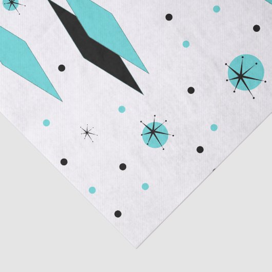 Tissue paper Retro Turquoise Diamonds & Starbursts Tissuepapier (Detail)