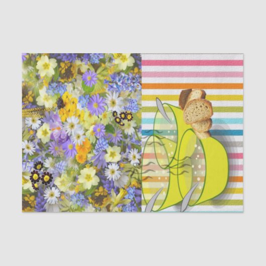 Tissue Paper Stripes Floral Soup Tissuepapier (Voorkant)