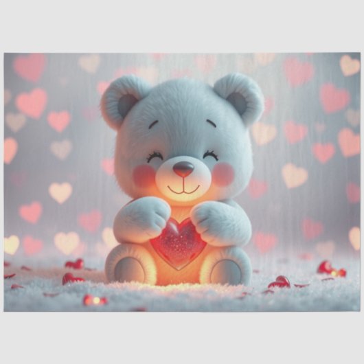 Tissue Paper Teddy met een Hart  Tissuepapier (Voorkant)