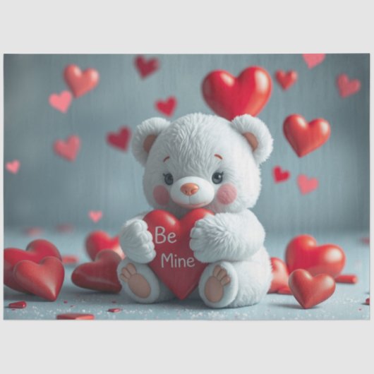 Tissue Paper Teddy with a Heart  Tissuepapier (Voorkant)