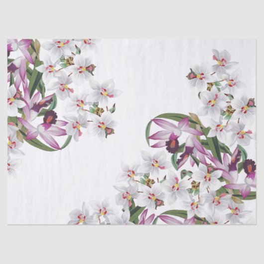 Tissue Paper  White Orchid Flowers Tissuepapier (Voorkant)