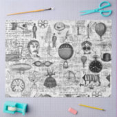 Tissue Paper, zwart-wit, Steampunk & Script Tissuepapier (Craft)