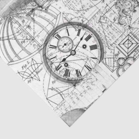 Tissue Paper, zwart-wit, Steampunk & Script Tissuepapier (Detail)