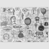 Tissue Paper, zwart-wit, Steampunk & Script Tissuepapier (Voorkant)
