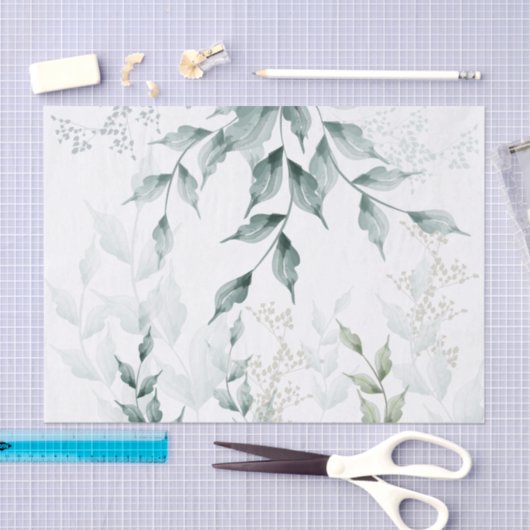 Tissue Papier | Groene botanische grijze Jade (Craft)