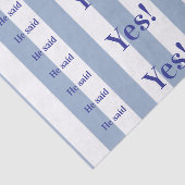 Tissuepapier blauw & wit gestreept Hij zei Ja! (Detail)