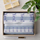 Tissuepapier blauw & wit gestreept Hij zei Ja! (Geschenk)
