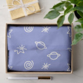 Tissuepapier Blauwe Ruimte Doodle Sterren Planeten (Geschenk)