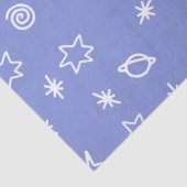 Tissuepapier Blauwe Ruimte Doodle Sterren Planeten (Detail)