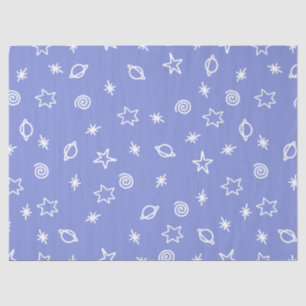Tissuepapier Blauwe Ruimte Doodle Sterren Planeten
