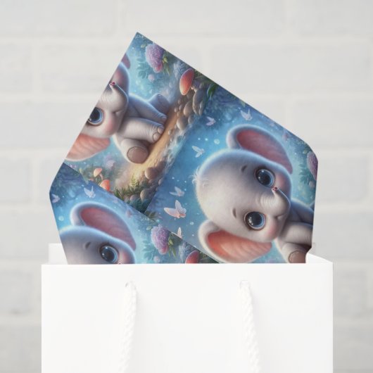 Tissuepapier Cute Witte Baby Olifant Bloem (Cadeauzakje)