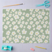 Tissuepapier, groen met witte bloemen. tissuepapier (Craft)