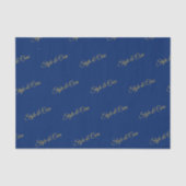 Tissuepapier in marineblauw met naam-patroonprint (Voorkant)