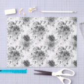 Tissuepapier Klein Patroon Zwart & Witte Pioenroze (Craft)