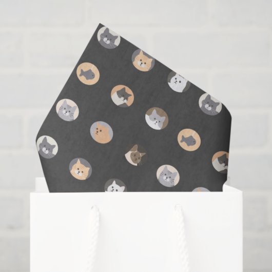 Tissuepapier met kattengezicht en kattenprint (Cadeauzakje)
