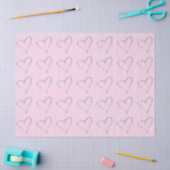 Tissuepapier met roze willekeurige harten (Craft)