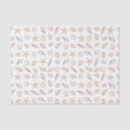 Tissuepapier met schelpen, decoupage strand kust