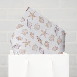 Tissuepapier met schelpen, decoupage strand kust
