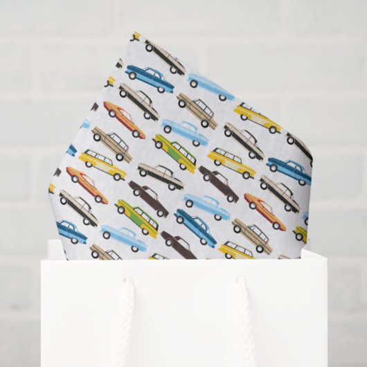 Tissuepapier met vintage auto's  (Cadeauzakje)