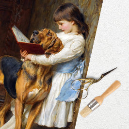 Tissuepapier met vintage meisjes en honden