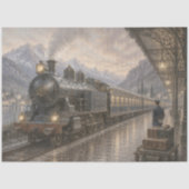 Tissuepapier met vintage treinstation (Voorkant)