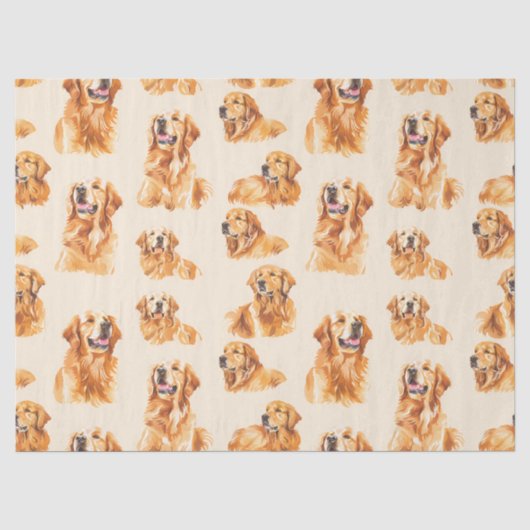 Tissuepapier met vrolijke Golden Retriever (Voorkant)