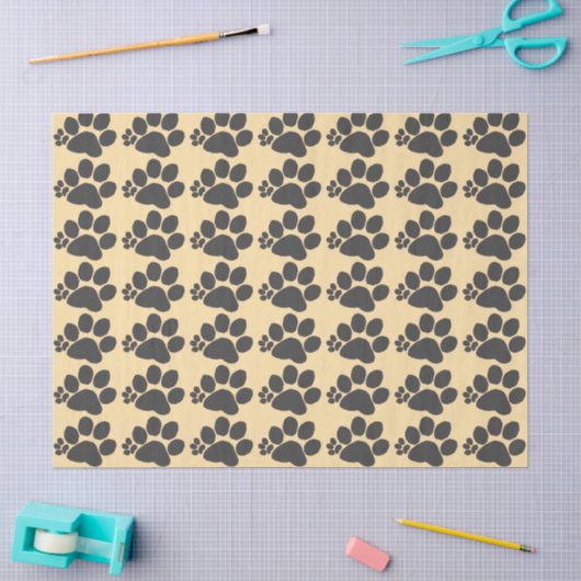 Tissuepapier - polydactyle pootafdruk op beige (Craft)